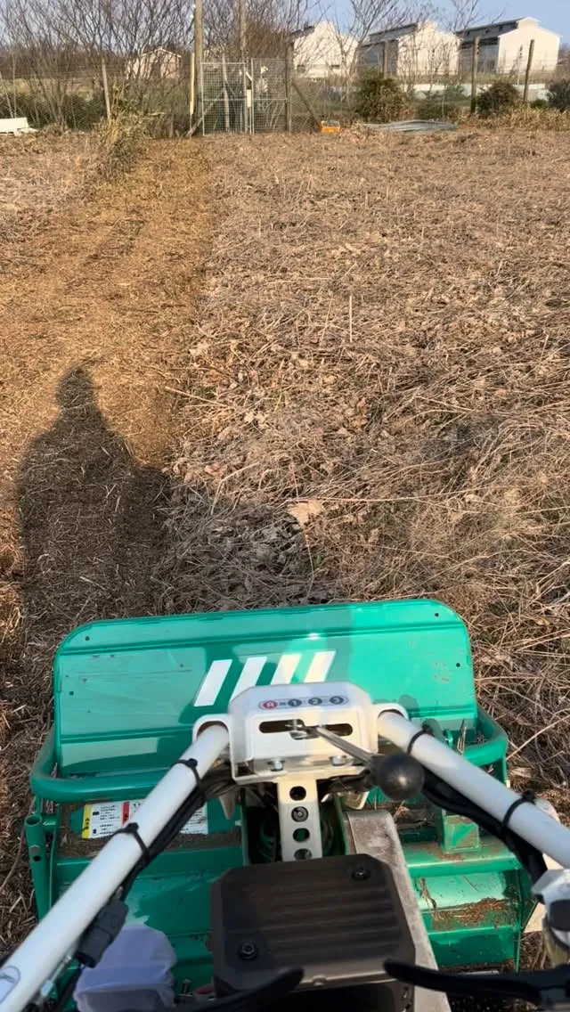 ハンマナイフモアの試験刈りです。